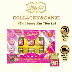 Yến Chưng Collagen Canxi 30% Yến Tươi Hộp 6 Lọ 70ml